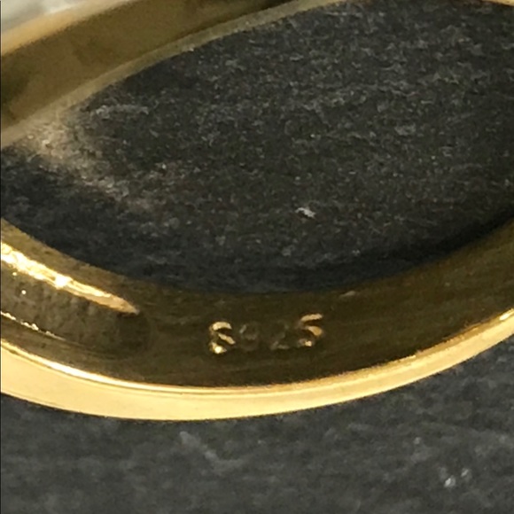 Yellow gold over sterling CZ ring. - Picture 5 of 5